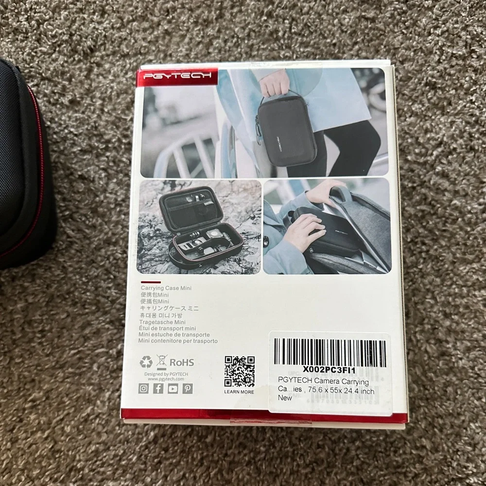 PGYTECH Mini Carrying Case for DJI Osmo or GoPro Pocket black with red trim